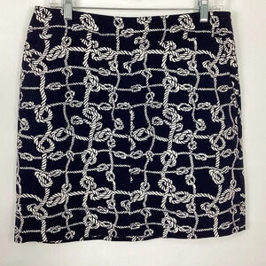 Talbots Petite Knot Skirt Size 8P Blue White